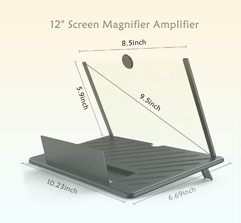 Dymicbit Screen Magnifier Amplifier,3D HD Mobile Phone Magnifier Projector Screen for Movies,Videos,and Gaming.Foldable Mobile Phone Holder with Screen Magnifier,Supports All Smartphones(Black) (12 inches) - Image 3